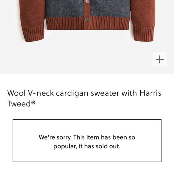 NWT J.Crew Wool V Neck Cardigan Sweater With Harris Tweed Deep Redwood M - Picture 6 of 11